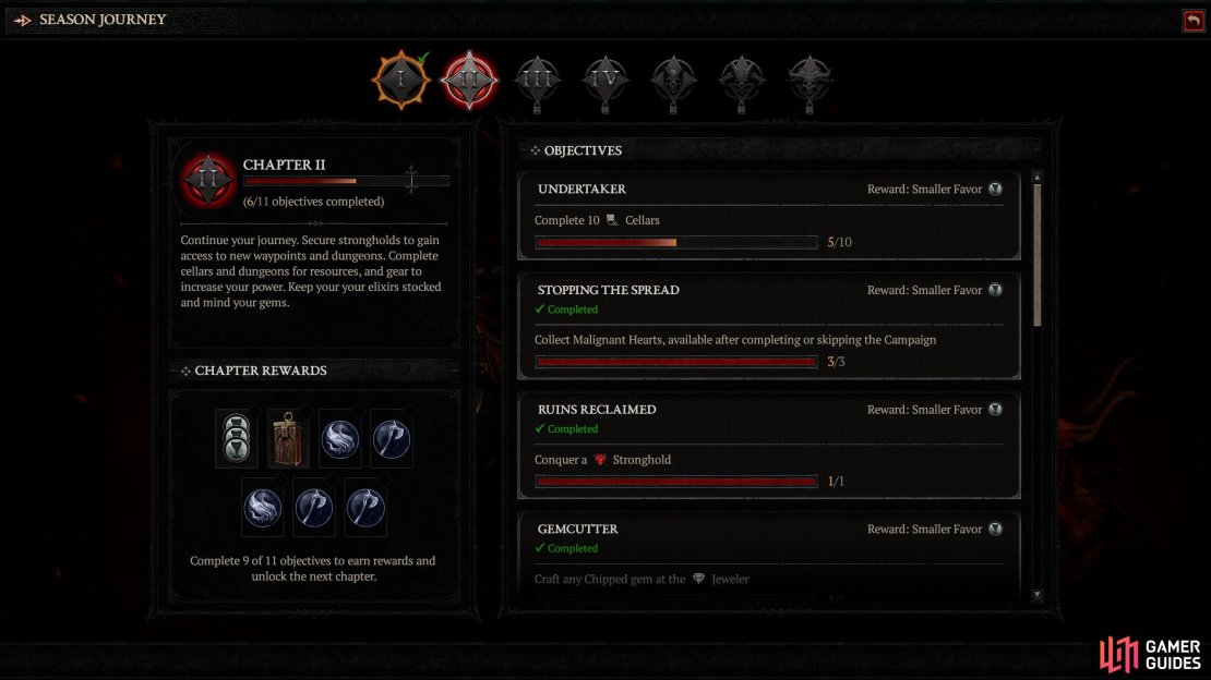 You must chip away at your season journey in your battle pass menu to complete the Holding Back the Flood quest in Diablo 4.