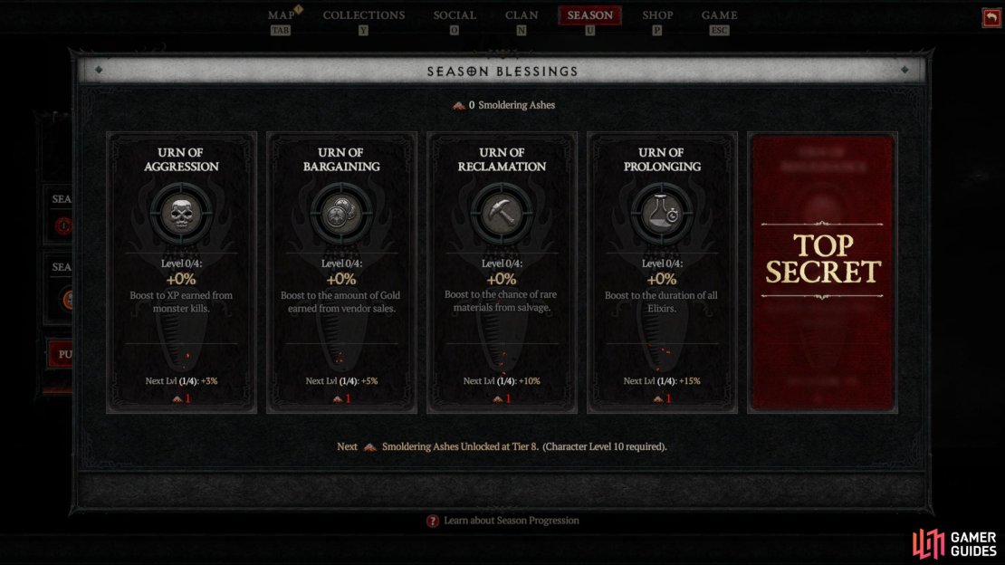 Here’s how Smoldering Ashes work and Seasonal Blessings in Diablo 4. Image via Blizzard Entertainment.