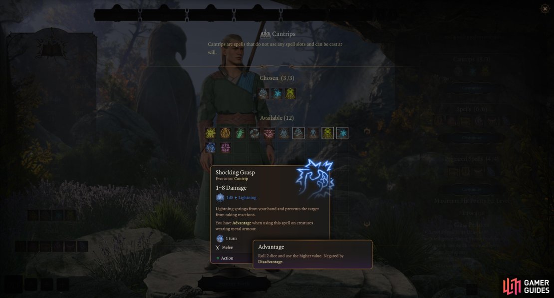 You can gain Advantage or suffer Disadvantage from various sources - Attack Rolls made while casting Shocking Grasp, for example, have Advantage.