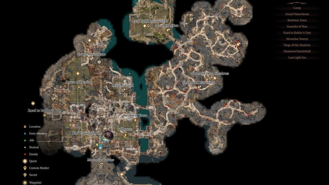 Here is a Map of the Shadowlands in Act 2 of Baldur’s Gate 3.