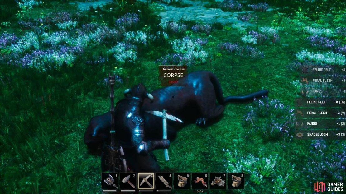 Harvesting Shadebloom from one of the felled bosses