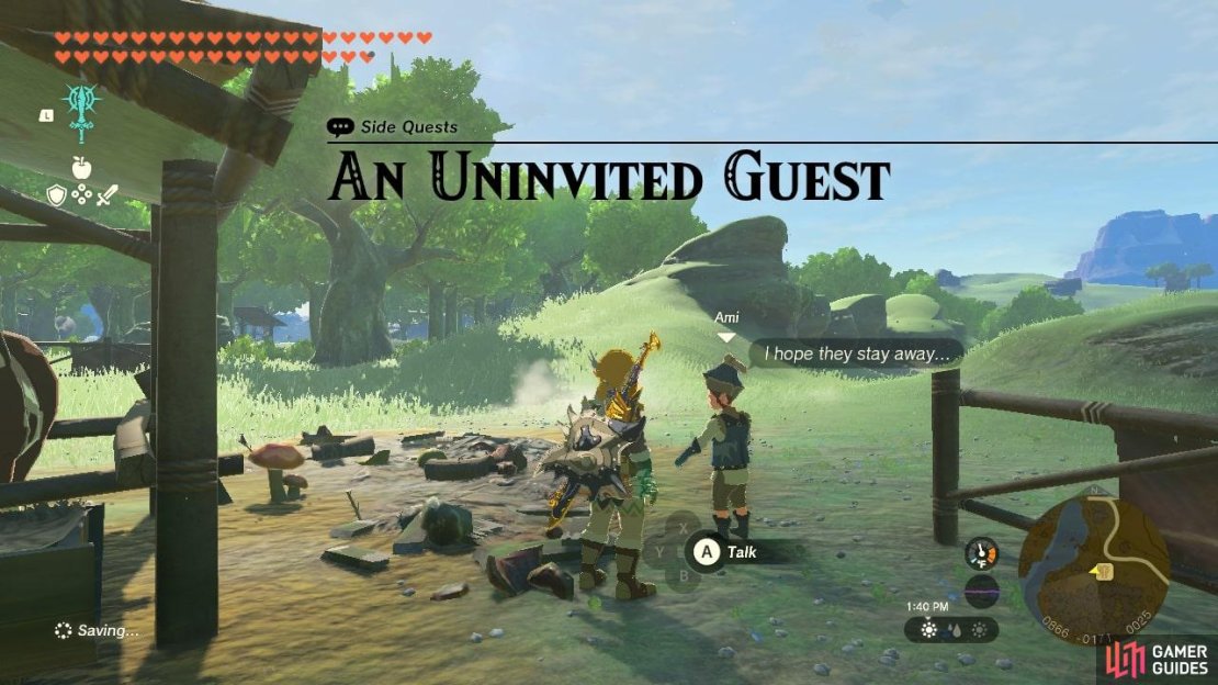 Speak with Ami at the Wetlands Stable to start An Uninvited Guest.