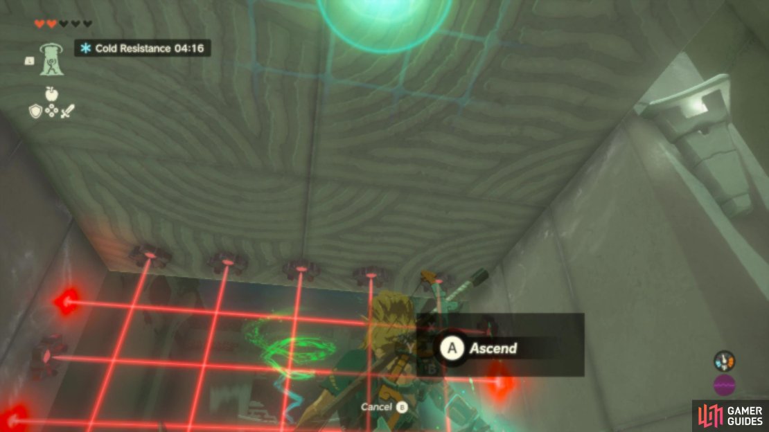 Quickly ascend before you get caught by the laser grid!