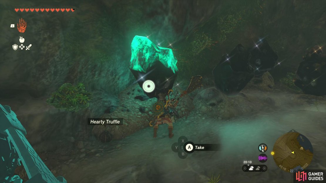 This cave is full of ore nodes that provide precious materials