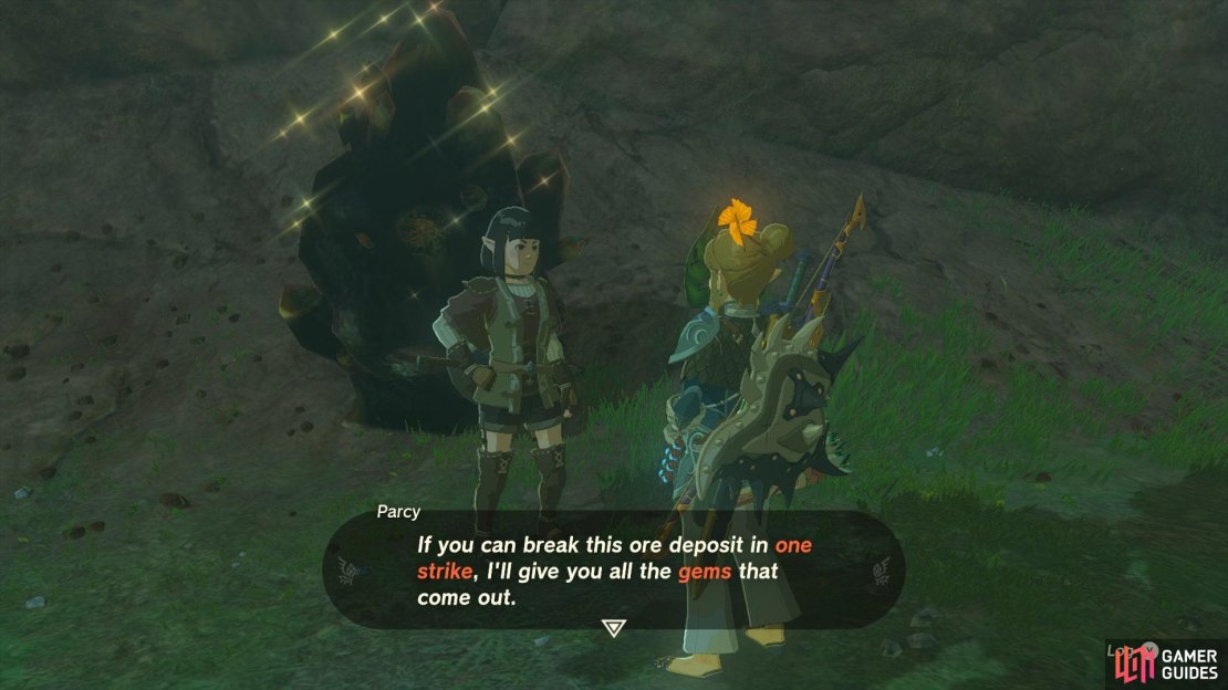 Speak with Parcy outside of South Akkala Stable to start One-Hit Wonder!