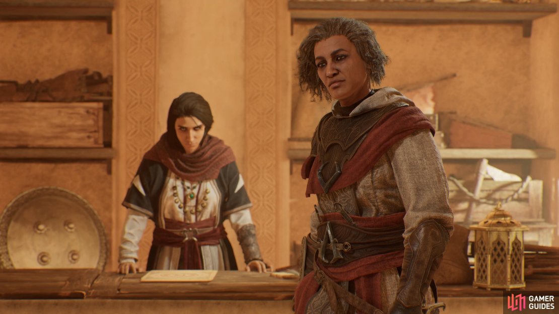 The Al-Anqa investigation in Assassin&rsquo;s Creed Mirage. Pictured: a demonic Rebekah, and Roshan.