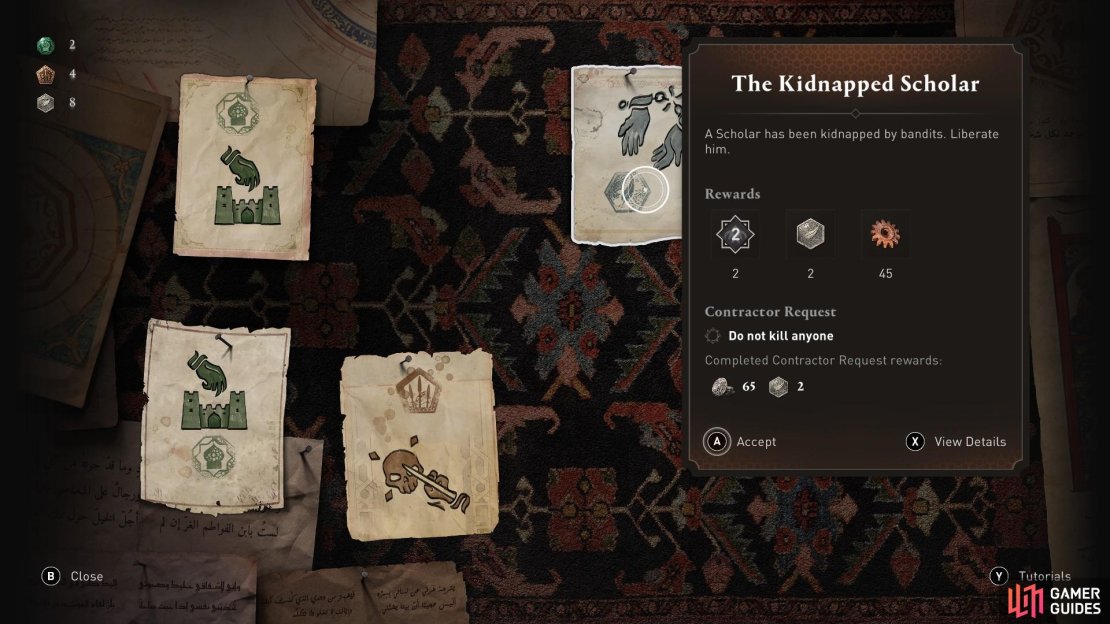 The Kidnapped Scholar can be taken from the board after completing The Satiric Poet contract.