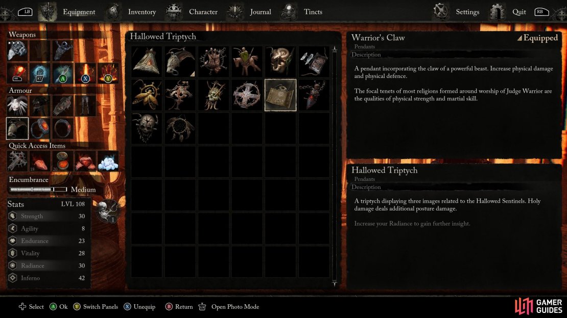 This necklace works incredibly well with Pieta’s Sword in Lords of the Fallen, offering the player some great poise-breaking synergy to make the weapon go the extra mile.