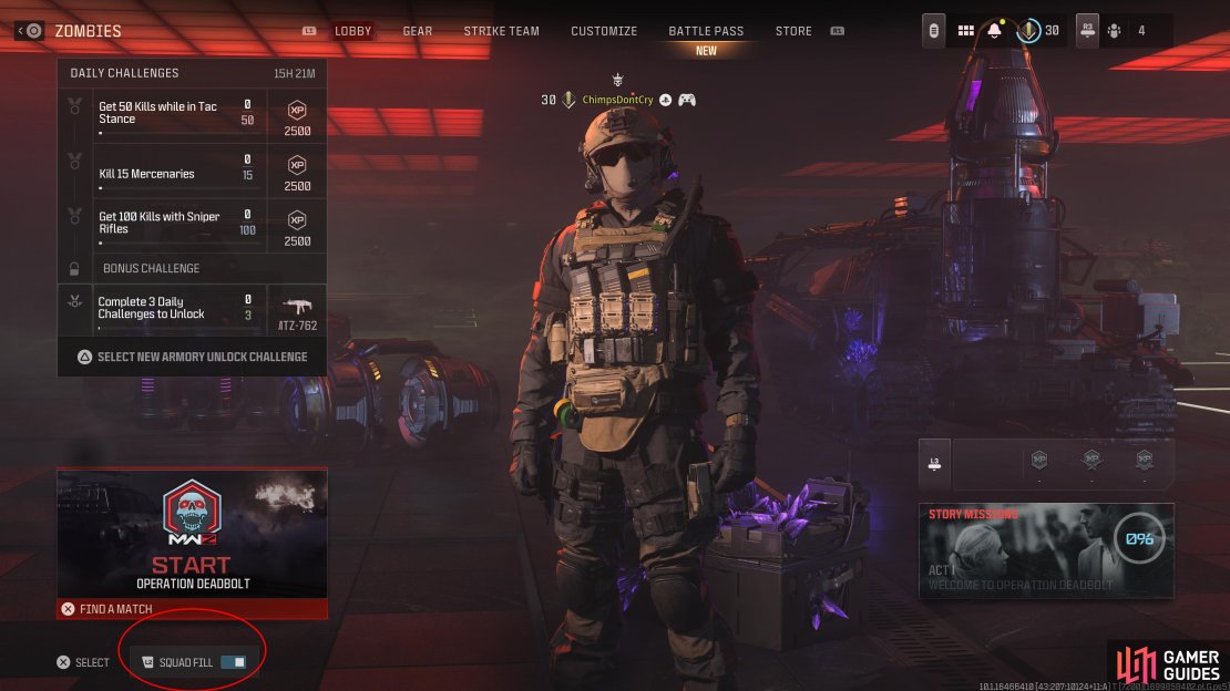 You&rsquo;ll see your Squad Settings in the bottom left of the screen.