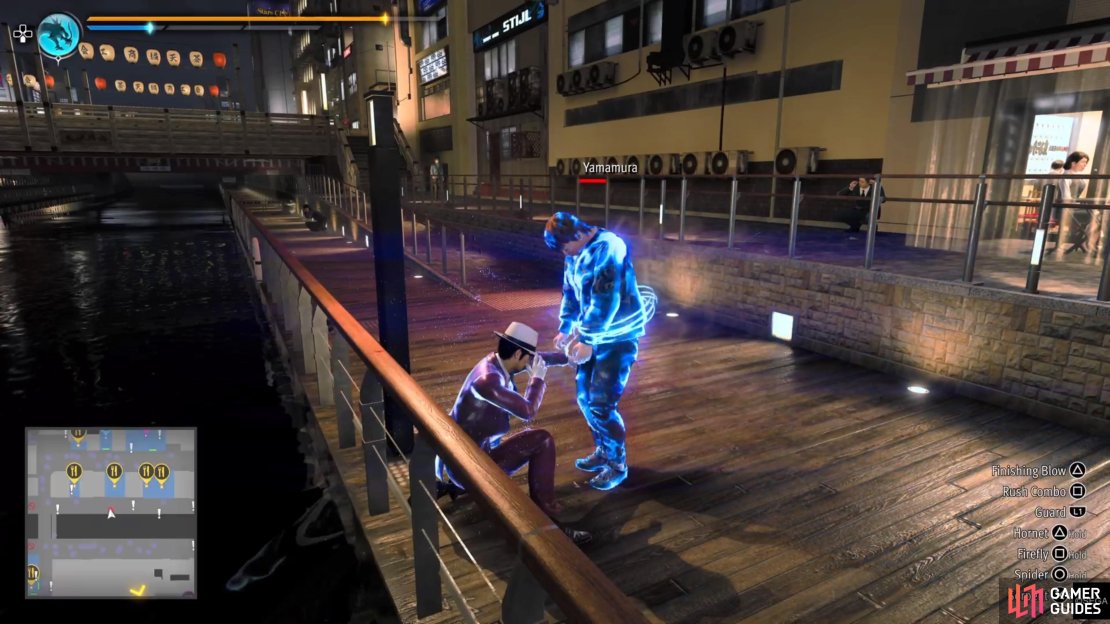 Using the Spider gadget, you&rsquo;ll need to send an enemy into the river.