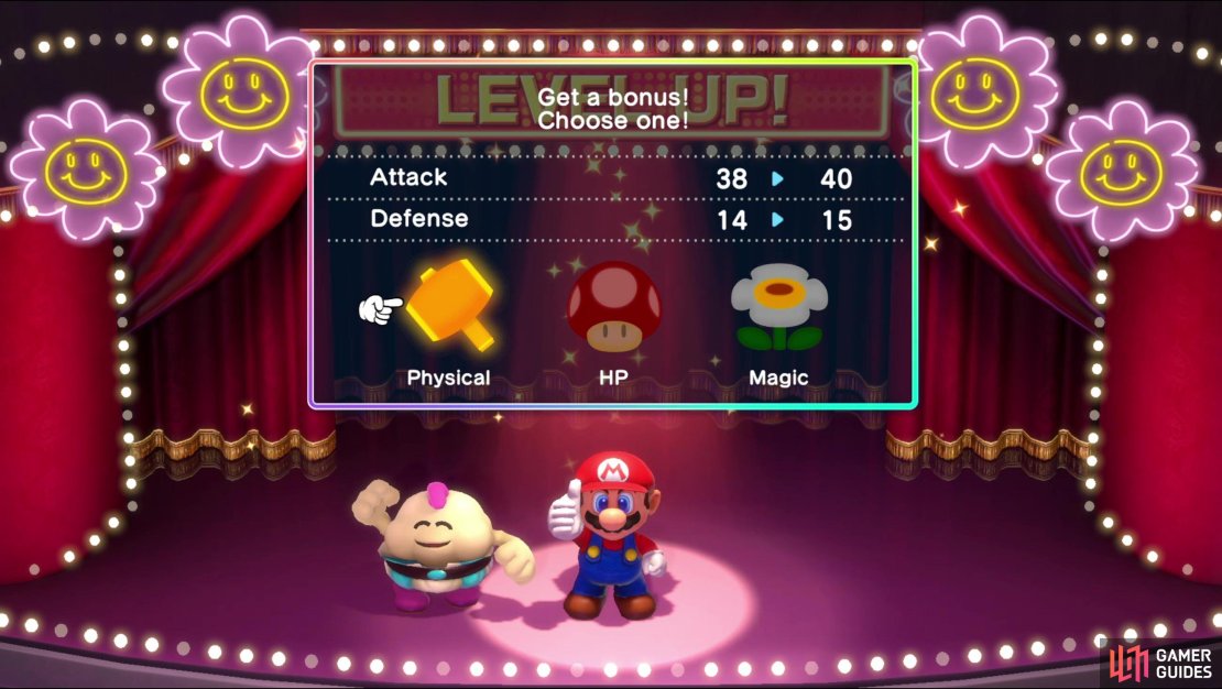 Every time you level up, your stats will increase… and you’ll get to pick one of three bonus stats which will give you further boosts.