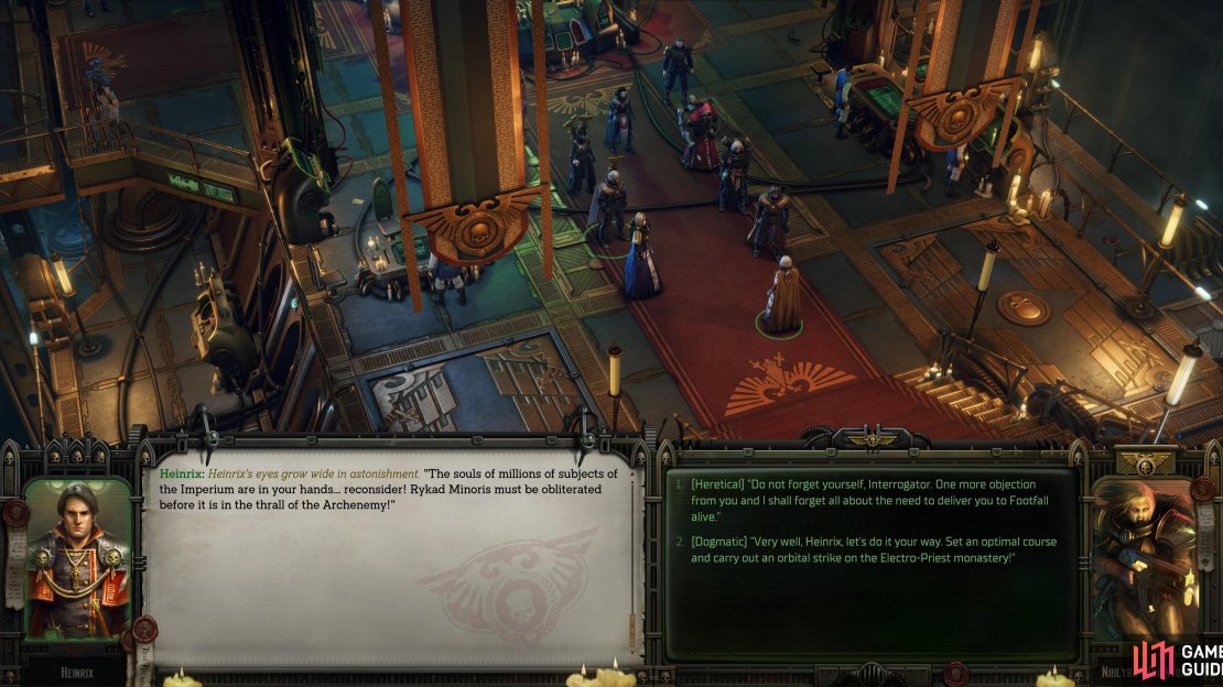 If you opt to leave Rykad Minoris to its fate, you’ll get the opportunity to make a heretical response to Heinrix.