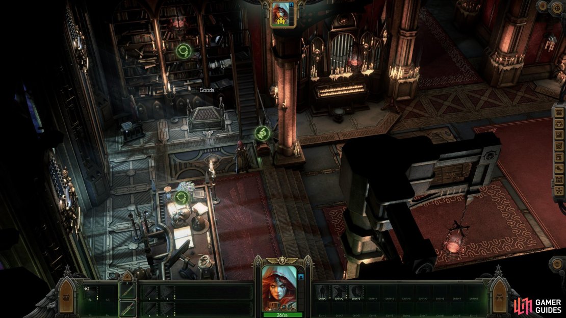 Search south of the Rogue Trader&rsquo;s desk in the Lord Captain&rsquo;s Quarters to find the &ldquo;Goods&rdquo; crate. This contains your Deluxe Pack weapons.