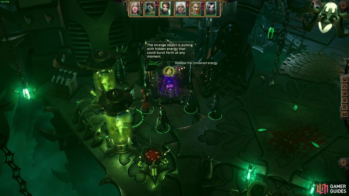 Go to the left platform and interact with this terminal to sabotage it for the Worm Churns quest in Rogue Trader.