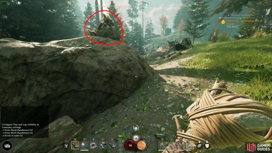 Players can find gems in Nightingale&rsquo;s early game in their starting biome by finding stone blocks with crystals around boulders and hillsides. This grants you Quartz, the early game gem-type resource that can be mined.