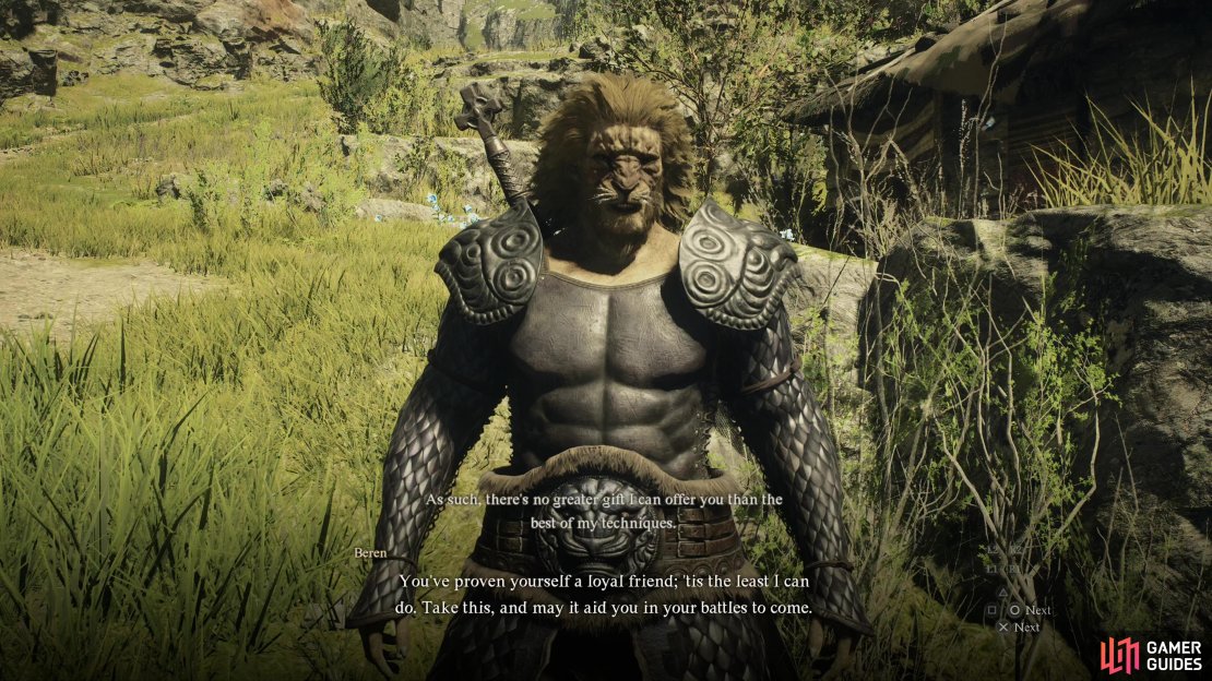 Complete Beren&rsquo;s quests and build a bond of friendship with him in both Vermund and Battahl to earn his maister skill, Arc of Might.