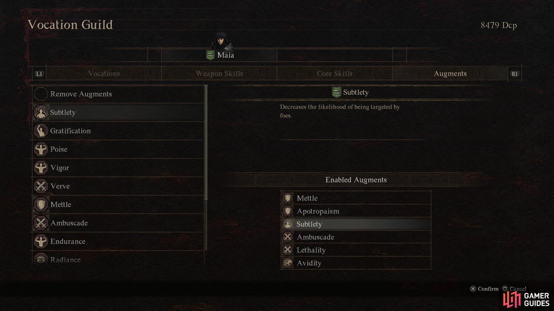 Augments like Mettle and Apotropaism will help keep the Thief alive, while Ambuscade, Lethality, and Subtlety boost the Thief&rsquo;s damage output.