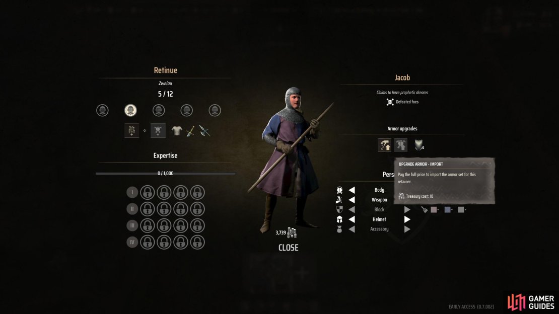 Plate armor is only equipped by retinue military units and can be purchased from Manor Lords&rsquo; retinue customization screen.