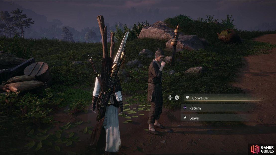 Speak to the old man by the market road near he fort to start this Wandering Tale mission. Image via Gamer Guides / NetEase.