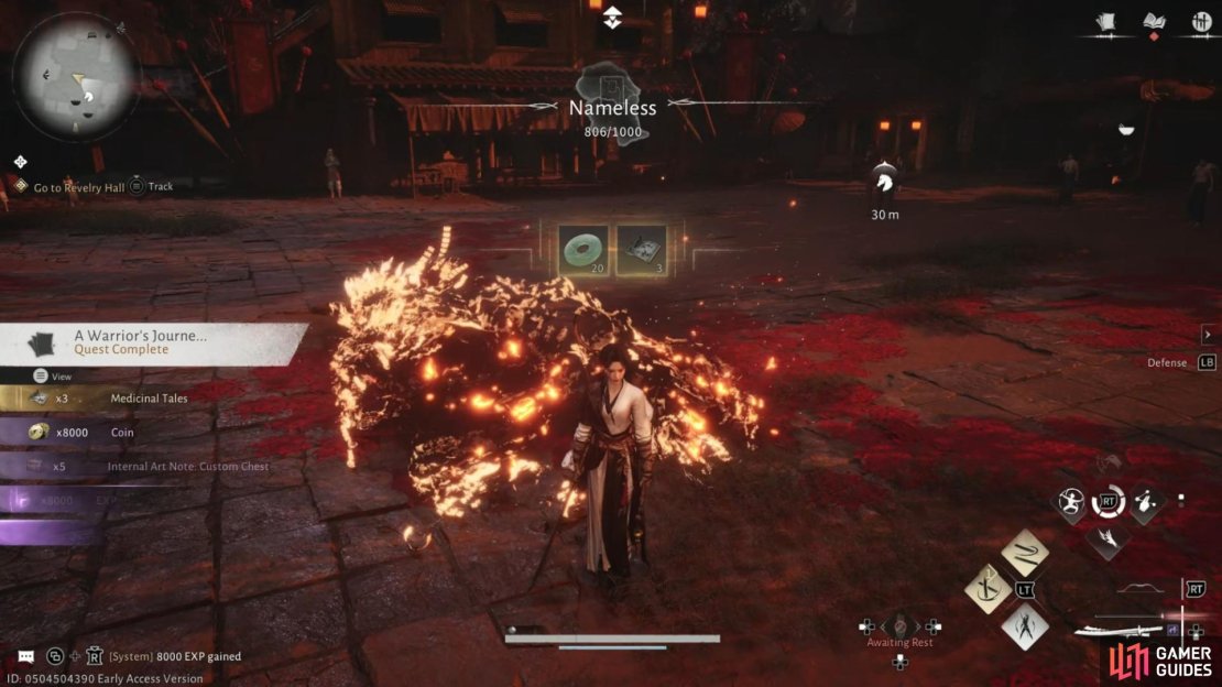 Defeating powerful world bosses to completing huge side missions typically give you crafting materials to upgrade your medicines in Where Winds Meet. Image via Gamer Guides / NetEase.