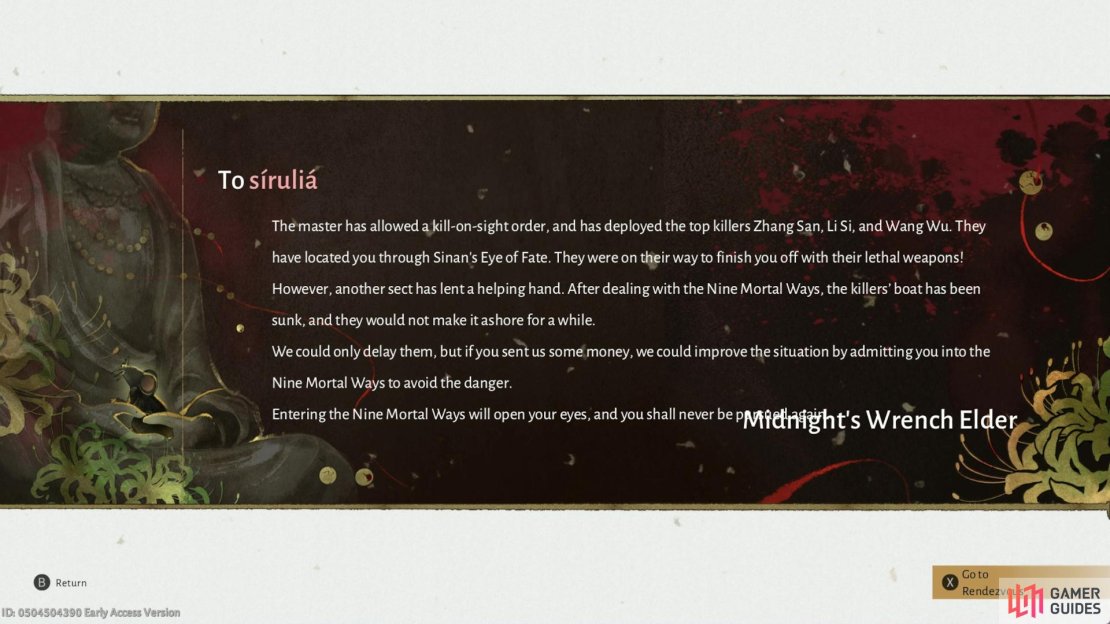 If you mess up the Midnight Blades, you can get an optional way to join the thieves and trickery guild equivalent in Where Winds Meet. Image via Gamer Guides / NetEase.