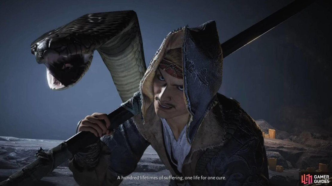 Here&rsquo;s a closer look at the Snake Doctor boss in Where Winds Meet. Image via Gamer Guides / NetEase.