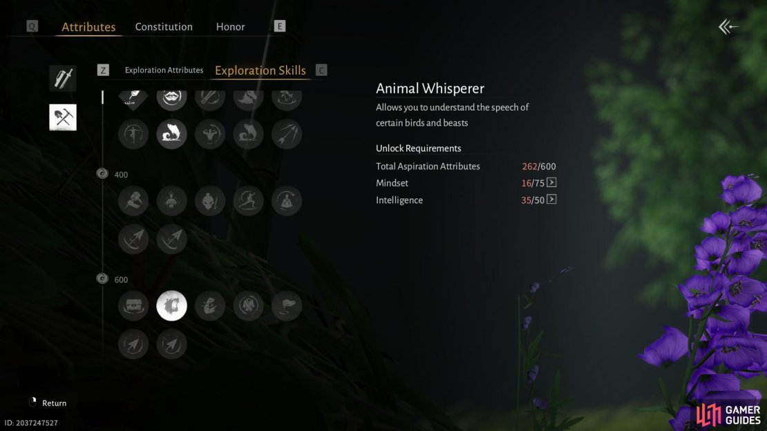 Head to the details page on the develop screen to check where you are up to with stats and Animal Whisperer unlock. Image via Gamer Guides / NetEase.