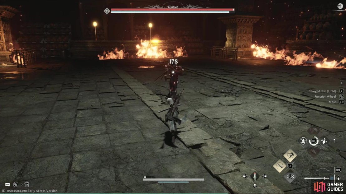 The Nameless Sword ha s strong gap closer and CC effect that makes it a very strong weapon for both PvE and PvP interrupts. Image via Gamer Guides / NetEase.