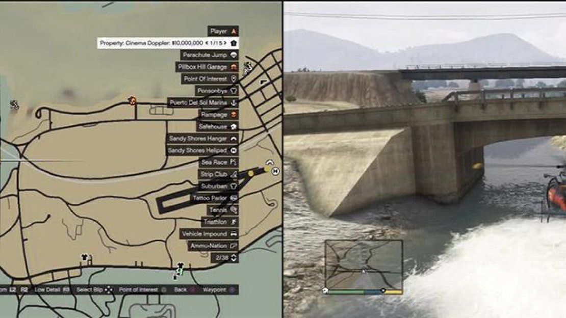 This next bridge can only just fit a plane through it so stick with the chopper.
