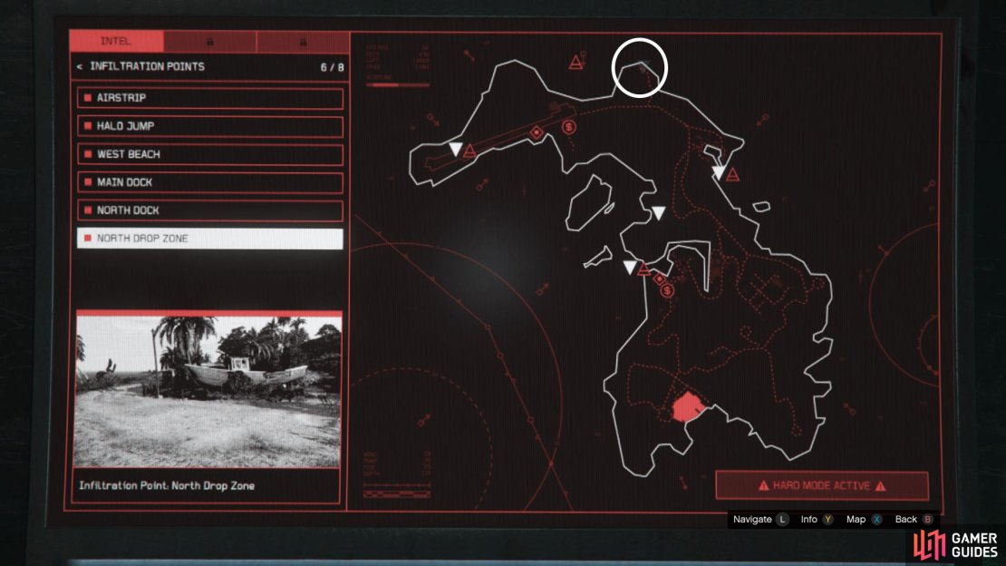 North Drop Zone Infiltration Point Location. 