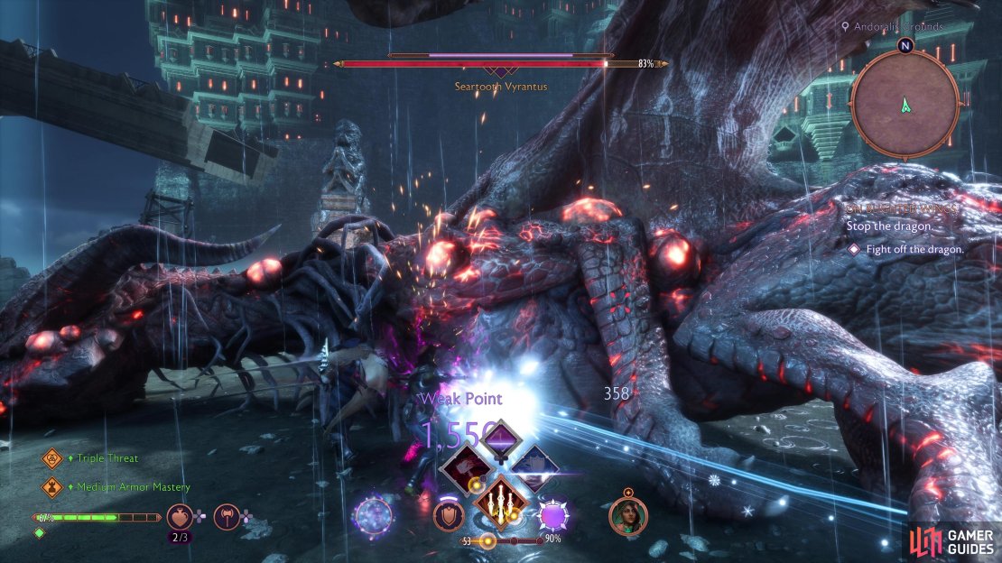 You can deal massive damage to Vyrantus&rsquo; heart when you stagger it.