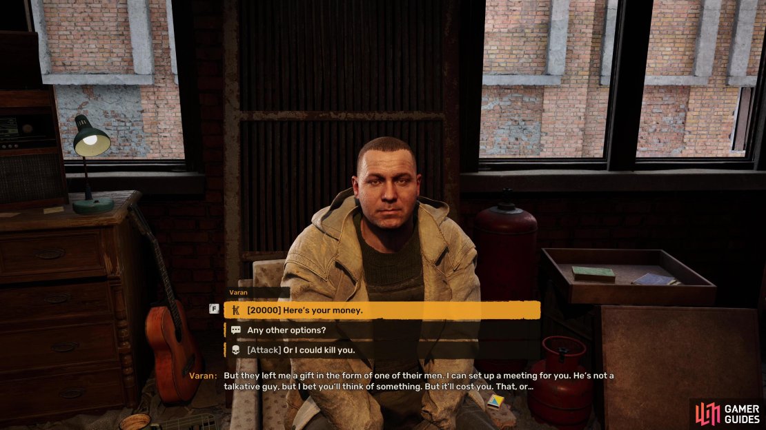 Varan will give you a number of choices when you speak with him, starting the King of the Hill mission.