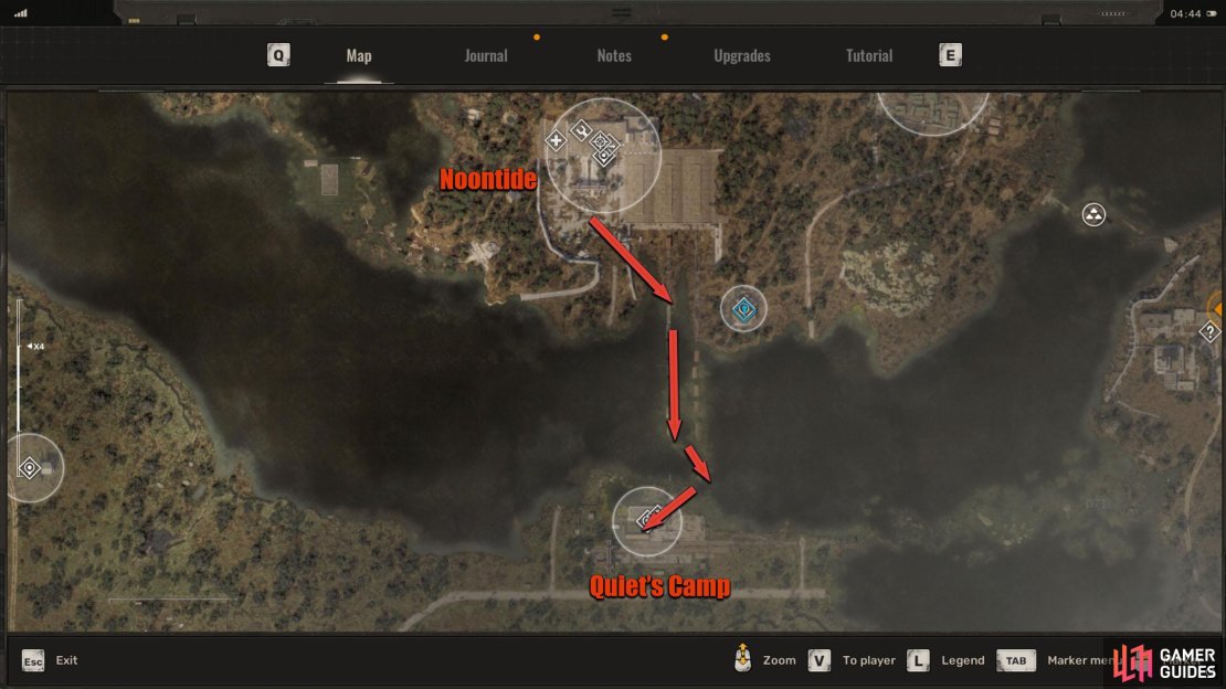 Quiet&rsquo;s Camp can be found south of Noontide.