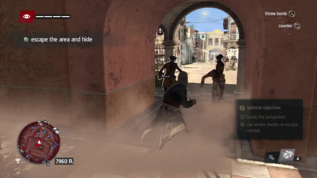 You can also use Smoke Bombs to stun guards long enough that they will not block any attacks you make. Useful for harder enemies like Brutes.