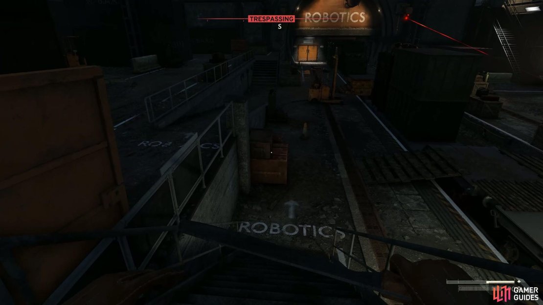 Cross this area to enter Robotics.