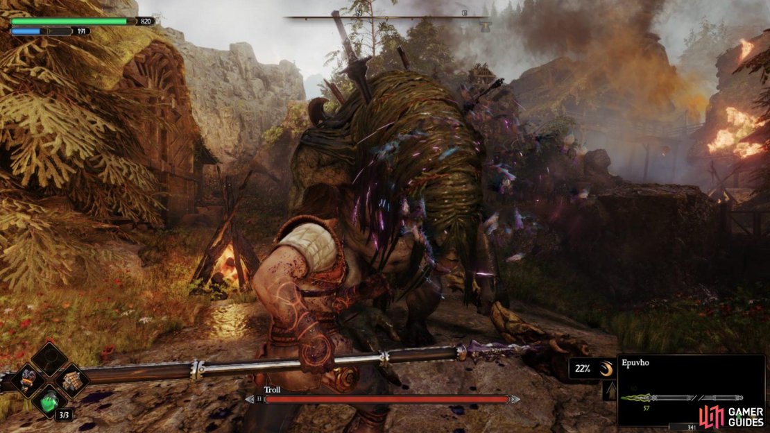 The Troll in Besacaar Hamlet is just one of many threats you face in Chapter 1 of Blades of Fire.