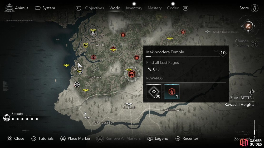Makinoodera Temple can be found in south-central Izumi Settsu - where you’ll start the game as Naoe post-tutorial.