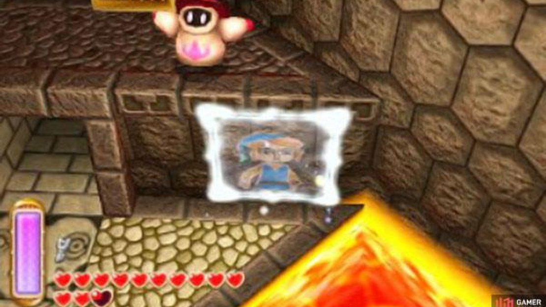 Wizzrobes are ghostly wizards that appear out of nowhere, then shoot magic at Link–flames if they’re red, ice if they’re blue. Use the Hylian Shield to block their magic or just run out of the way. Then slash them quickly before they vanish again. If they’re high up, use the Ice Rod for an aerial attack.
