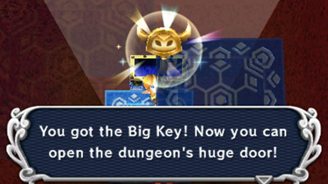 Next, step back onto the elevator and descend to the next floor, B3. Open the chests below to claim a measly 1 rupee and a Monster Horn; be warned that Wizzrobes will materialise after opening the chests. From here, return to the elevator and descend two floors, down to B5, and open the big chest immediately in front of you to obtain the Big Key.
