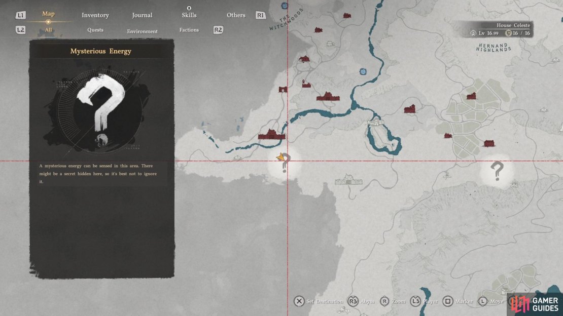 The Precipice of Echoes Ruins can be found far to the southwest of Hernand, past the river from Fort Perwin.