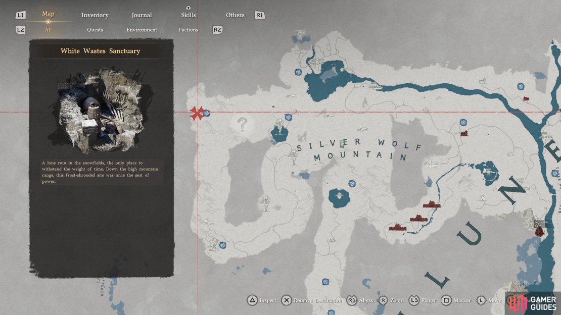 You’ll find the Darkbringer at the White Wastes Sanctuary along the northwestern edge of the map.