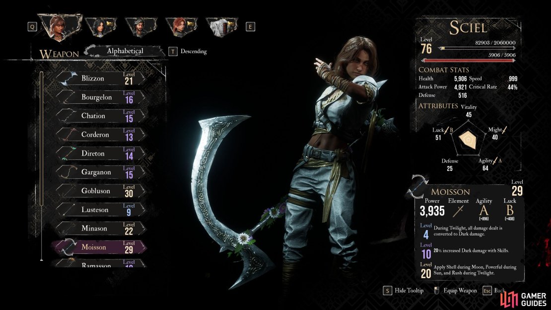 Sciel wields a double-bladed Scythe to make quick work of the Nevrons.