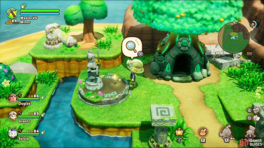 After completing the grove, you can dig up the item at the statue outside.