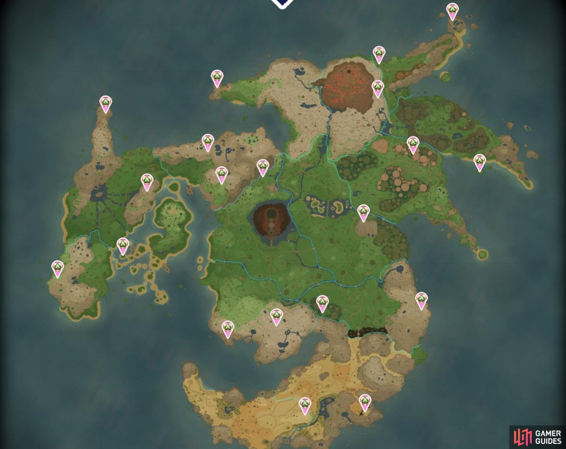 A location of all the Shrines found on the Ginormosia map.