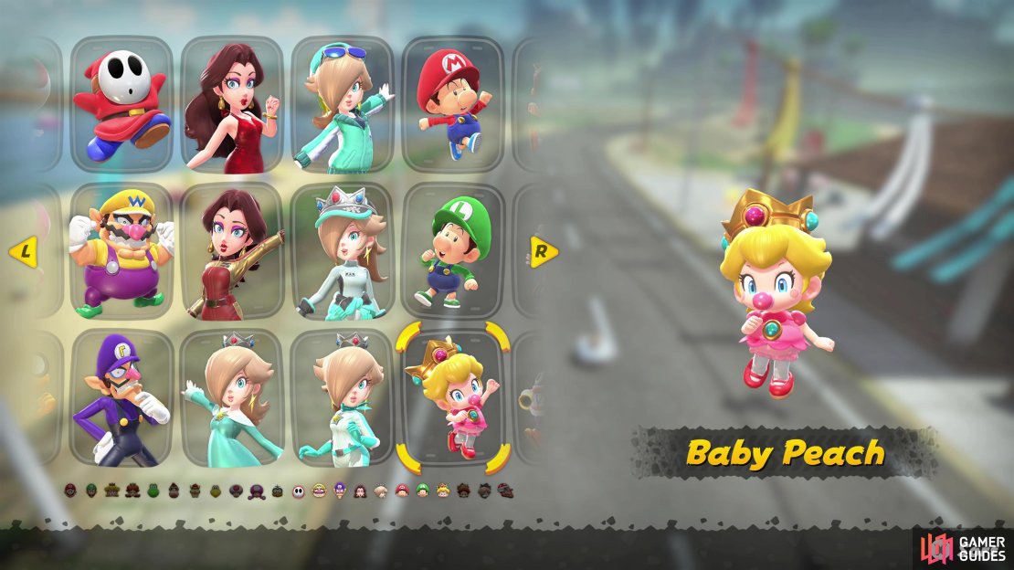 There are four costumes for Baby Peach to unlock in Mario Kart World.