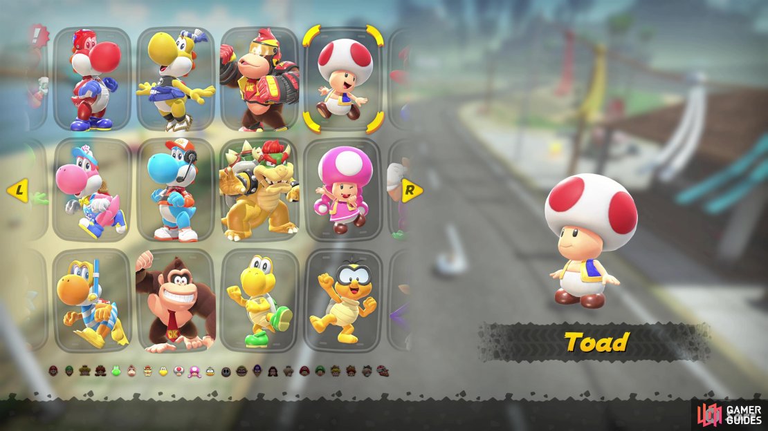 Toad has four costumes to unlock in Mario Kart World.