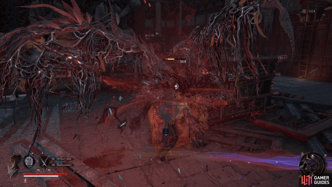 Using a Blademaster enhanced heavy charged attack from behind is deadly.