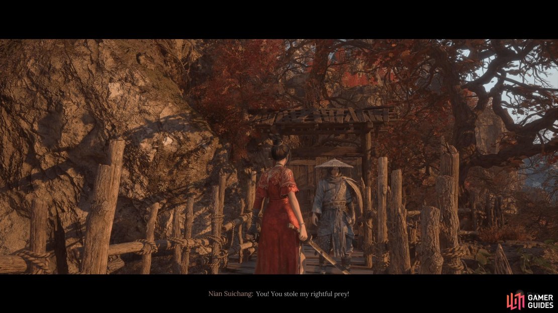 After defeating the boss, use the scaffolding at the back of the arena to reach Nian, who is by the shortcut.