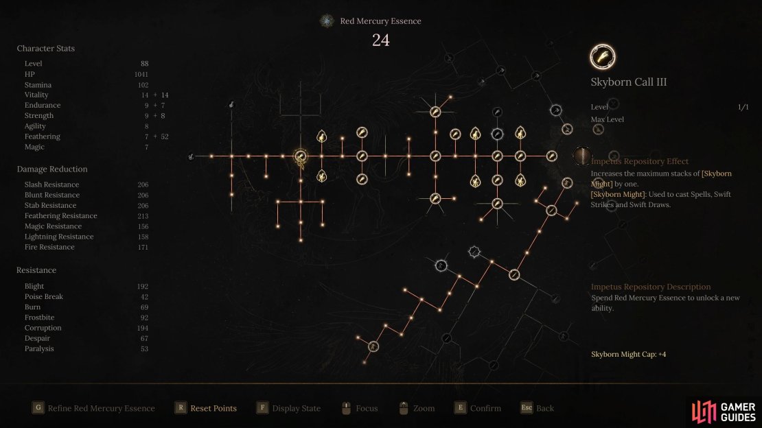 An example of what the core of the Feathering Longsword build looks like. Image via Gamer Guides / 505 Games.