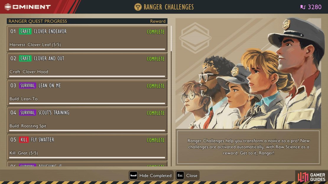 Ranger Challenge Quests are a list of various quests that you’ll do by playing, and they reward you with Raw Science for your efforts.